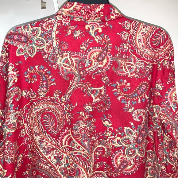 Ralph Lauren Paisley Button Up Long Shirt Tunic Floral Red Gold Womens Dress S - Picture 5 of 6
